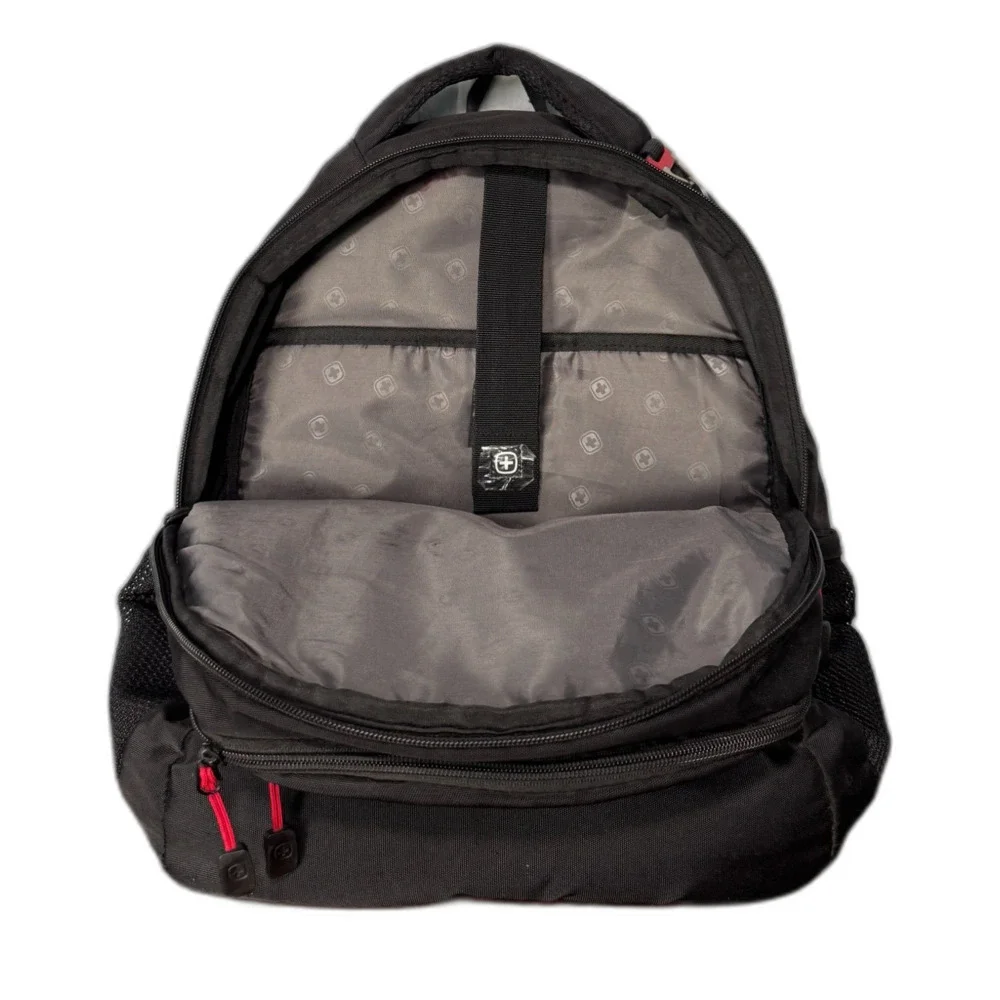 Vintage SWISSGEAR Bungee Cord Backpack Black Red Techwear Gorpcore